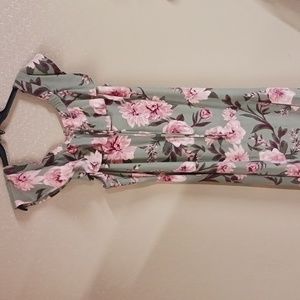 Derek Heart ❤️ Sleeveless Dress green with pink floral pattern size 3x